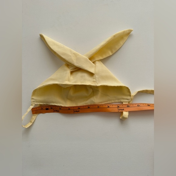 NWT - Bunny Bonnet - Handmade - Yellow - 6-12m (Est.) - Picture 4 of 5